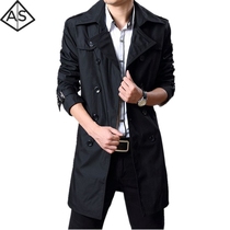 Spring and autumn season wind coat male slim Korean version handsome middle and long young students plus fat size fat coat jacket