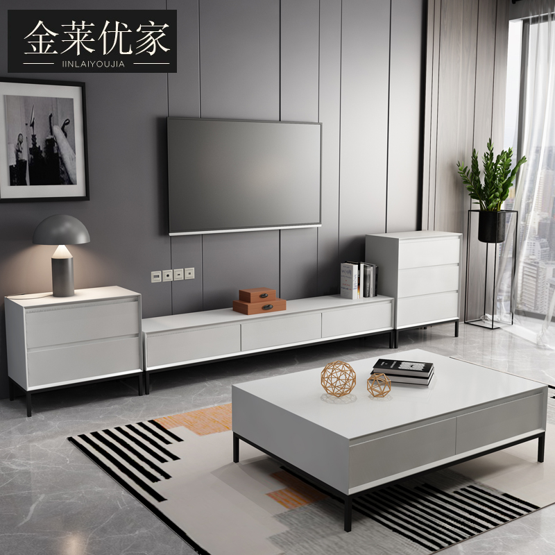 Italian rock panel TV cabinet Coffee table combination living room storage cabinet Light luxury cabinet Simple modern TV cabinet 2 meters