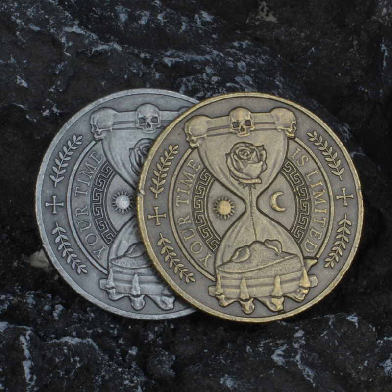 Retro creative coins, gadget, hourglass
