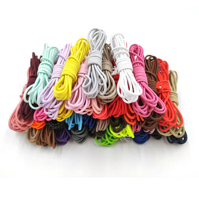 2.5mm colored elastic rope, round head multi-strand elastic band, latex elastic band, DIY clothing, shoe closure, rubber band round rope