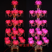 Twenty-one LED colorful imitation crystal lotus lamp Floor lamp for Buddha lamp Temple hall Buddha lamp for Buddha hall lamp