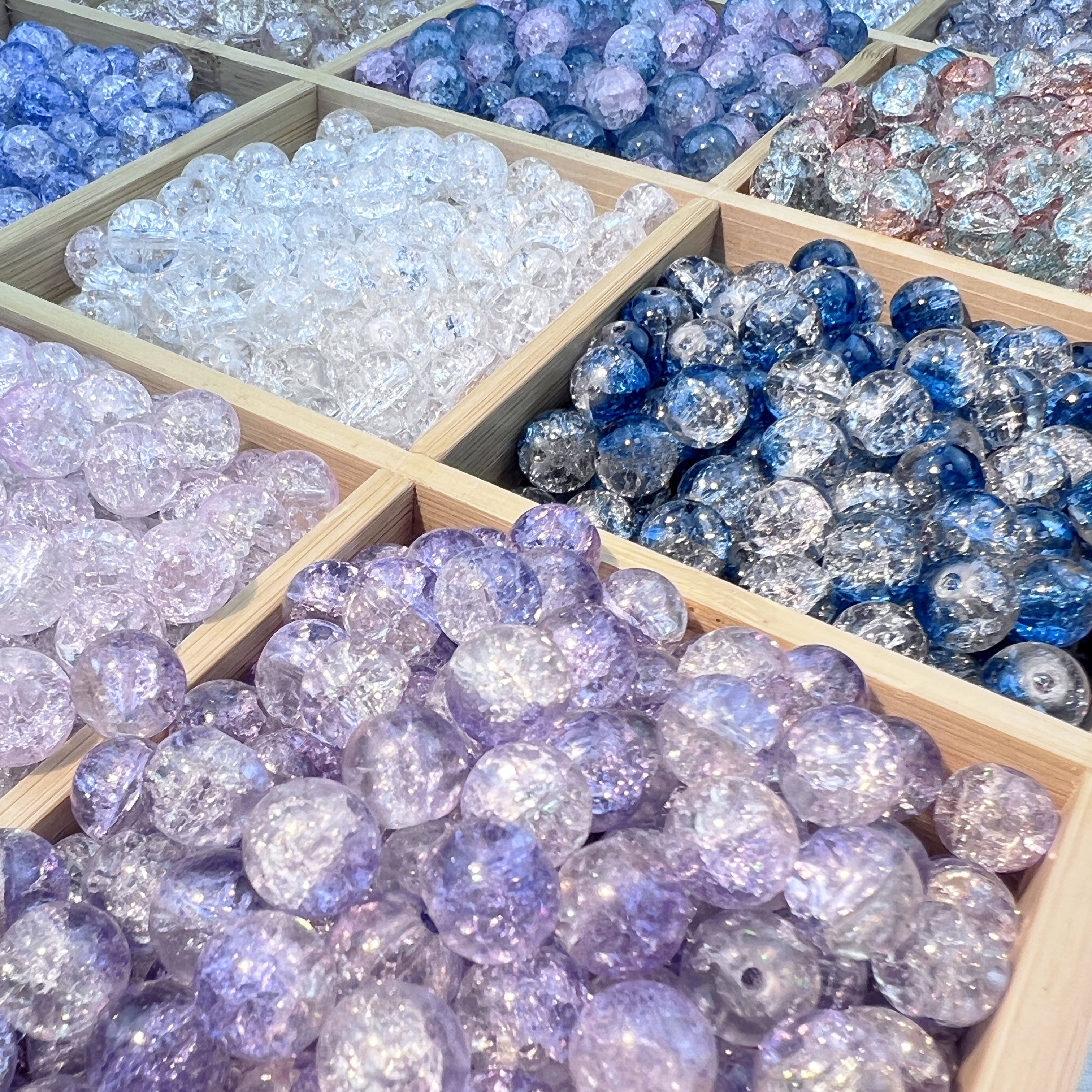 10mmクラックルガラスビーズ、ルースビーズ、手作りDIY装飾アクセサリー、ブレスレット、ネックレス、衣類用ガラスビーズ素材