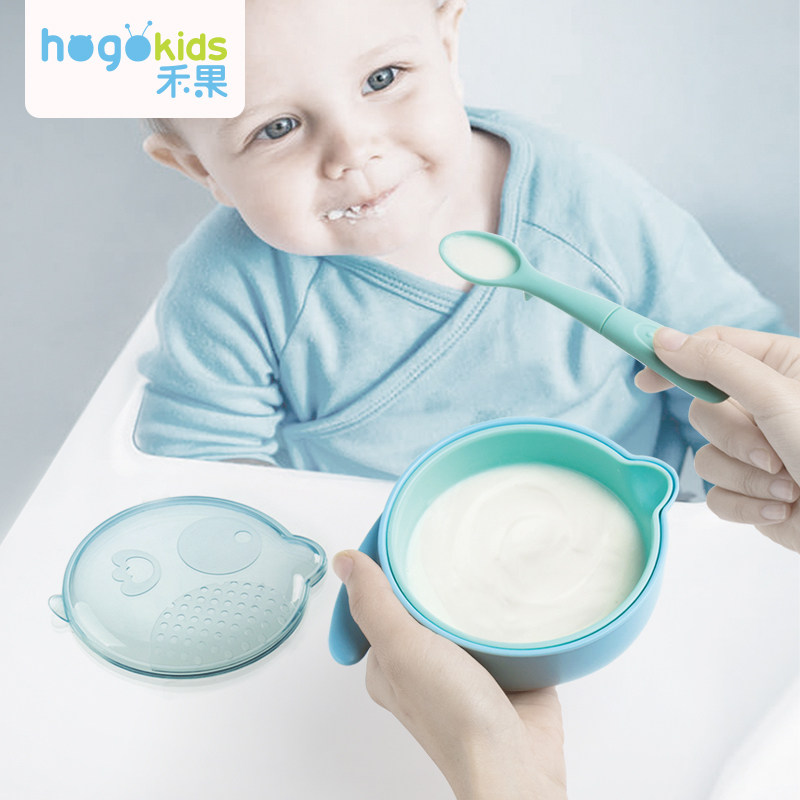 Wo Fruit Baby Child Baby Deputy Food Bowl Fruit Refreshing with lid Bowl Cute Cartoon Home Grinding Cutlery Sets