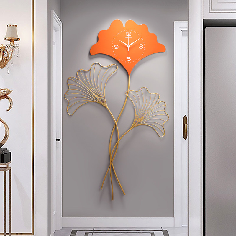 Light luxury metal silent clock living room porch bedroom wall clock dining room quartz clock decoration hanging wall