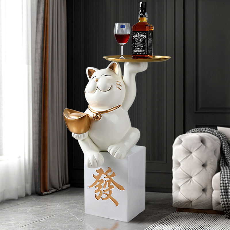 Lucky cat large floor-to-ceiling ornaments living room tray storage home decorations opening gifts housewarming gifts