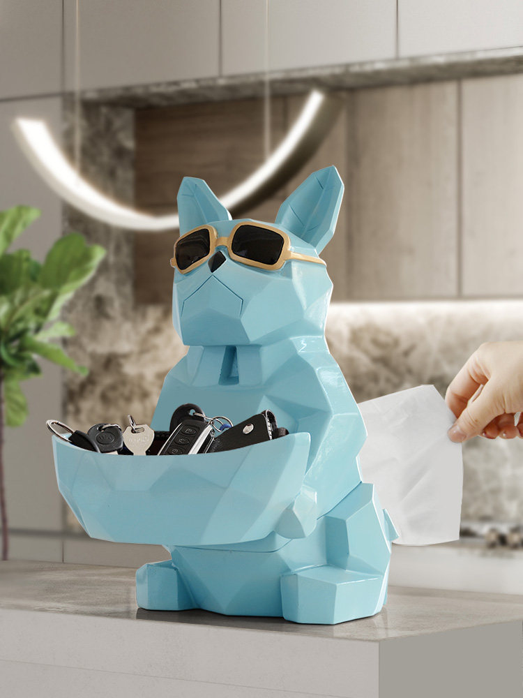 Nordic tissue box Lucky dog ornaments Mobile phone remote control key Cosmetic storage box Multi-function toilet paper box