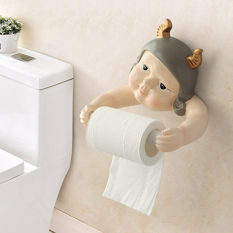 Cute Elf Kitchen Paper Towel Rack Cartoon Toilet Paper Box Free of punch Home Toilet Makeup Room Drum Toilet Paper Box of Paper Box