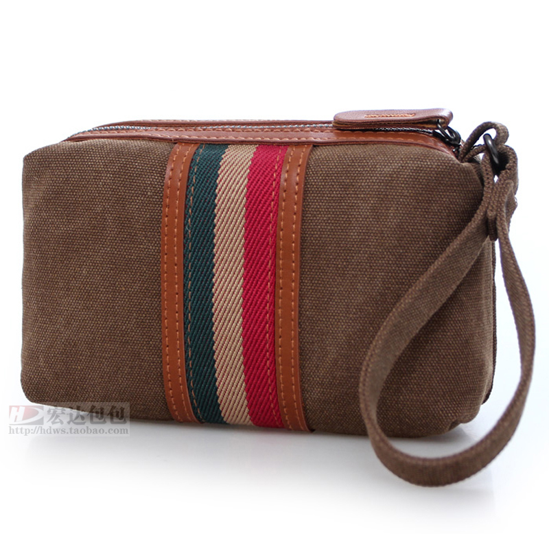 New Korean version of the handbag Men's clutch canvas women's casual clutch tide portable small bag mobile phone coin purse