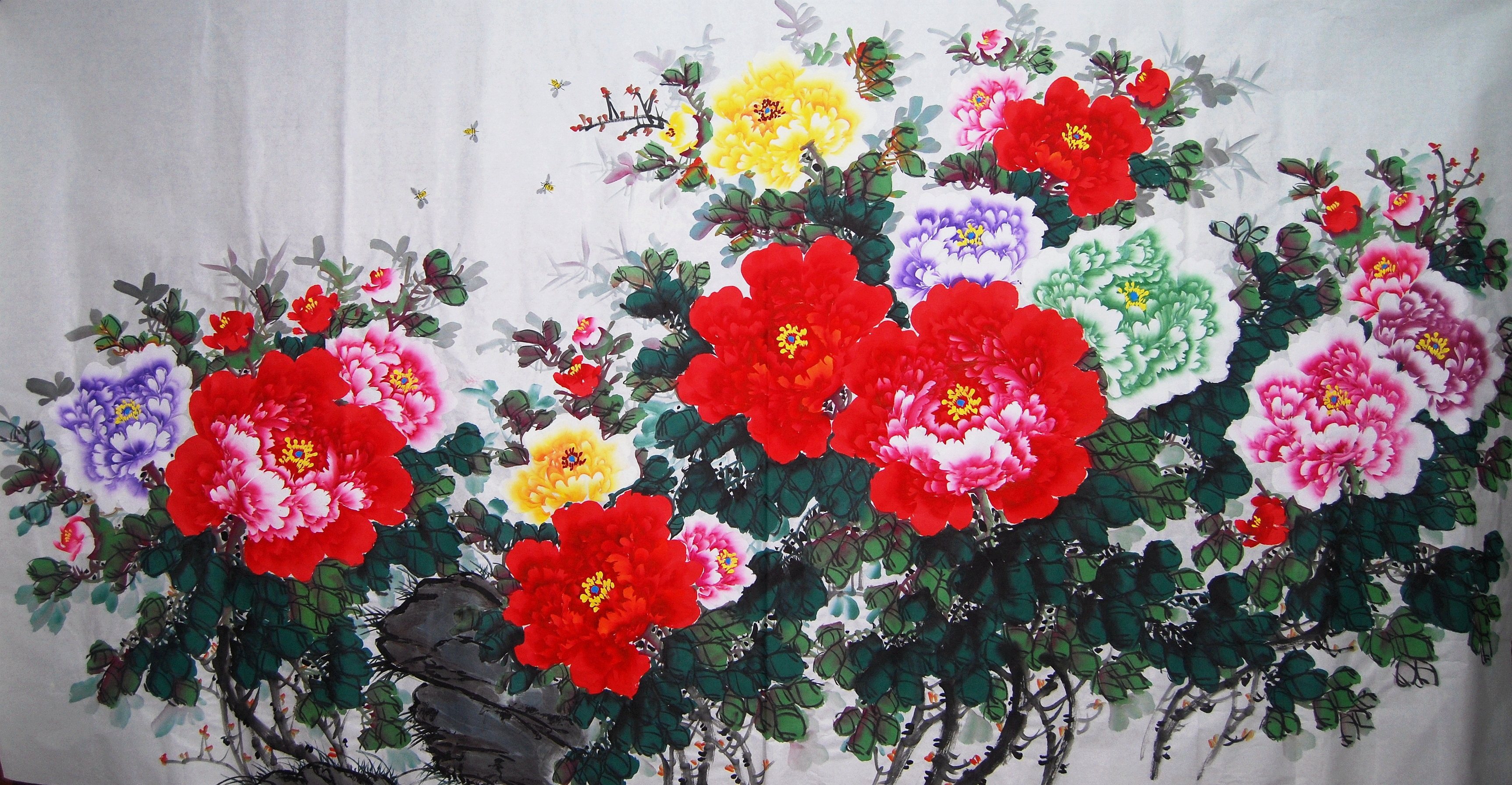 Pure Hand Painted 8-ruler peony Write a State Painter Flower Kaifu Blossom Living Room Office Flowers Bird Decoration Character Painting Feng Shui 1