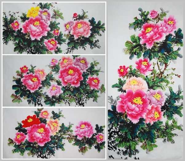 Special price pure hand-painted three-ruler country painting Mudantu flowers open rich and expensive horizontal vertical floral living room decoration feng shui character painting Heart