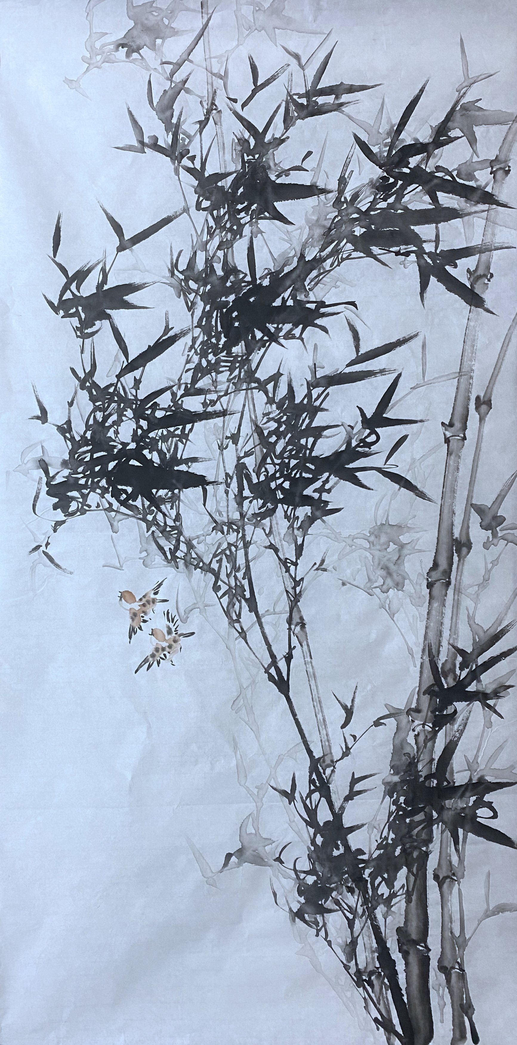 Special price pure hand painted vertical flower bird country painting 4-ruler bamboo ink painting bamboo newspaper Ping An Xuanguan Decorative Calligraphy 18