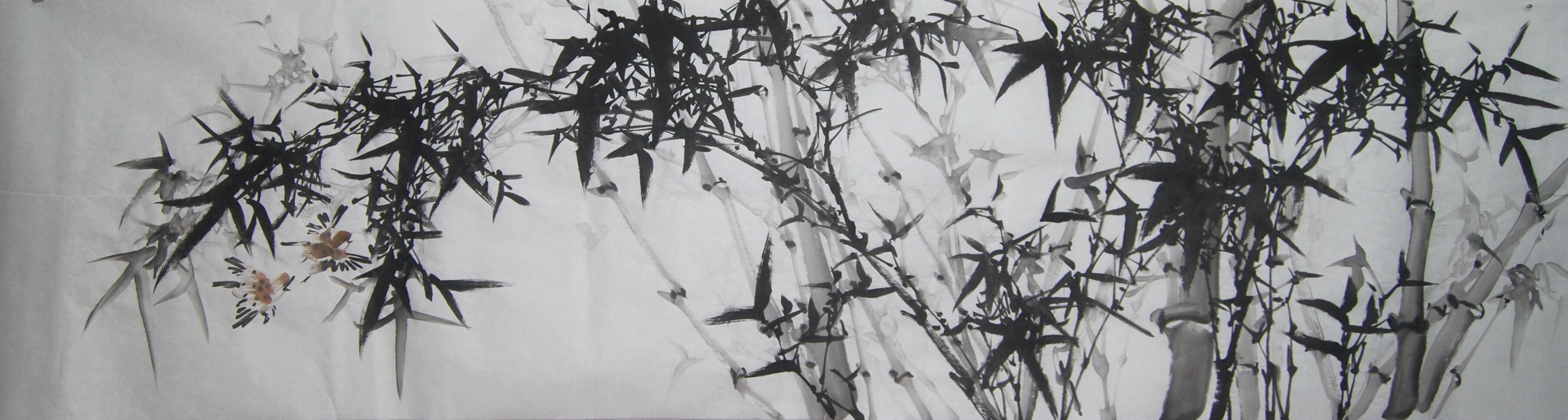 Special price pure hand painted flower bird country painting six feet open for bamboo water ink calligraphy and painting bamboo newspaper Ping An living room office decoration 16