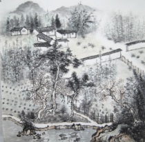 Pure Hand Painted 4-ruler Dou Fang School Sends Water Ink Country Painting Landscape Original calligraphy Calligraphy Calligraphy and Calligraphy Calligraphy and Calligraphy Style of Chinese Painter 1
