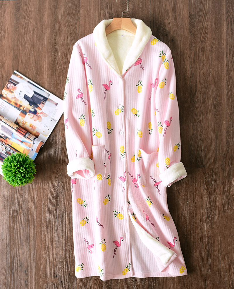 Áo ngủ cotton nữ dài tay có lớp lông không khí dày shop đồ ngủ đẹp giá rẻ