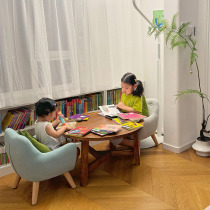 Mushroom Craftsman solid wood round childrens small desk home small apartment modern simple baby table old elm round table