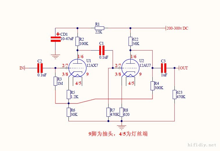 12AX7 +12AU7 Tube preamplifier preamp PCB ult-low noise ... 12au7 preamp schematic 