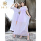 Baisi Gentle Wind Romantic Waist Long Dress 2024 Summer New Yanyu Windbell Shoulder Dress