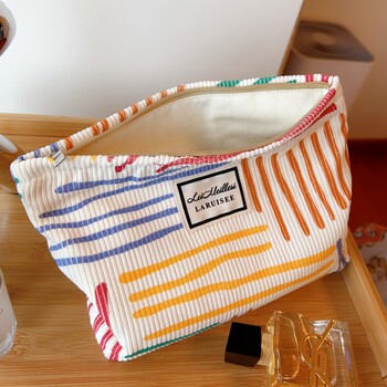 Contrast color stripes new portable makeup bag storage bag