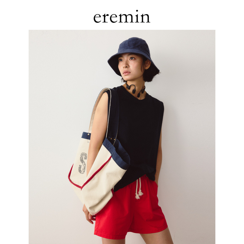 Eremin Lin Moqing/Shoulderless T-Shirt/Right-Angle Shoulder Slimming Casual 100% Cotton Solid Color Sleeveless Vest for Women Eremin Lin Moqing/Shoulderless T-Shirt/Right-Angle Shoulder Slimming Casual 100% Cotton Solid Color Sleeveless Vest for Women