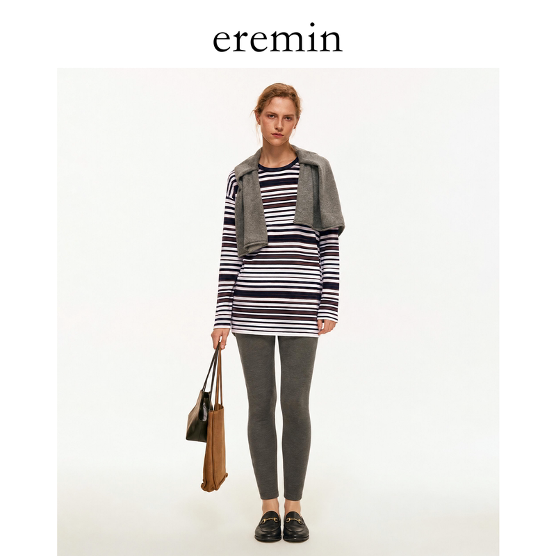 Eremin Lin Moqing/Thousand-Layer Knit Sweater/26 New Wool Retro Lazy Style Striped Loose Long-Sleeve Cardigan