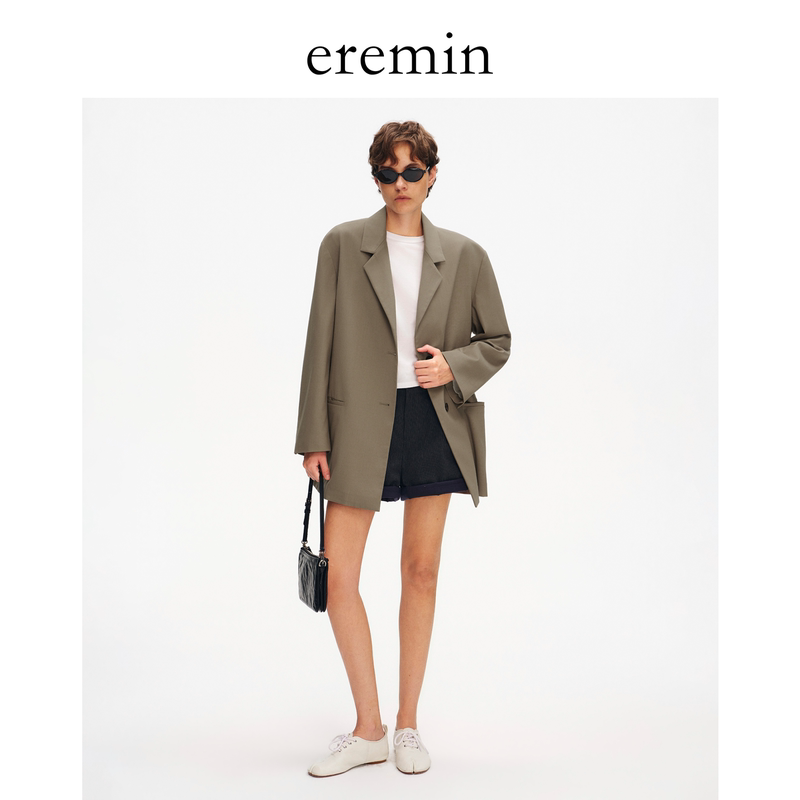 Eremin Lin Moqing/Classic Suit/Sheep Wool Blend Oversized Commuter Loose Versatile Lapel Blazer Eremin Lin Moqing/Classic Suit/Sheep Wool Blend Oversized Commuter Loose Versatile Lapel Blazer