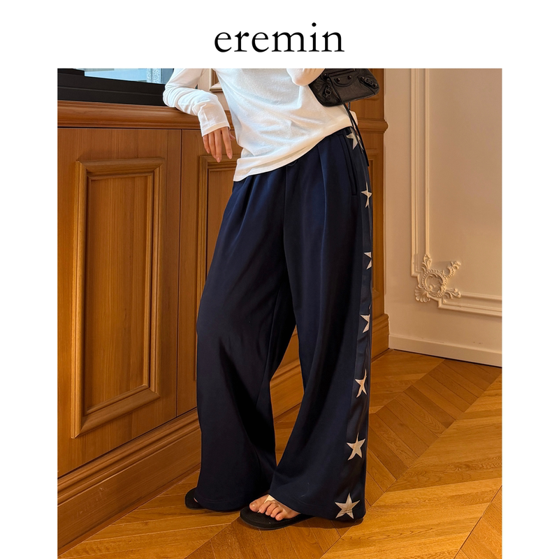 Eremin Lin Moqing/Star Pants/26 Autumn New Cotton Blend American Style Loose Wide-Leg Sports Casual Sweatpants