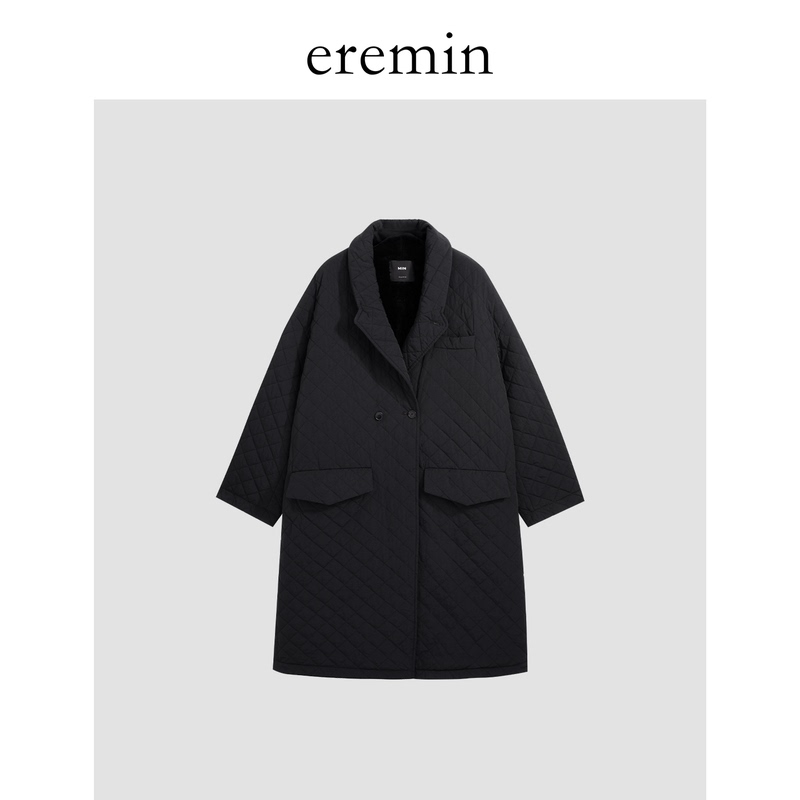 Eremin Lin Moqing/Quilted Long Coat/Quilted Mid-Length Top with Plush Lining and Turn-Up Sleeves