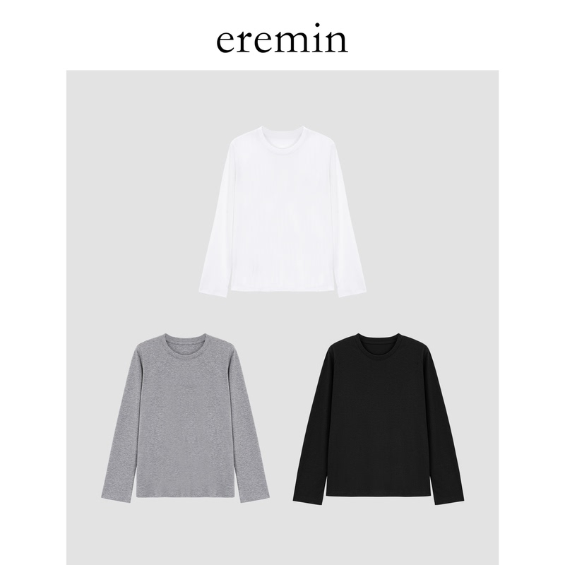 Eremin Lin Moqing/Cotton Soft Long T-Shirt/26 Autumn New Classic Simple Versatile Quick-Drying Round Neck Long Sleeve T-Shirt
