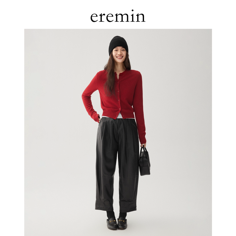 Eremin Lin Moqing/Red Cardigan/White-Enhancing Red Round-Neck Sweater Wool Knitwear Jacket Eremin Lin Moqing/Red Cardigan/White-Enhancing Red Round-Neck Sweater Wool Knitwear Jacket