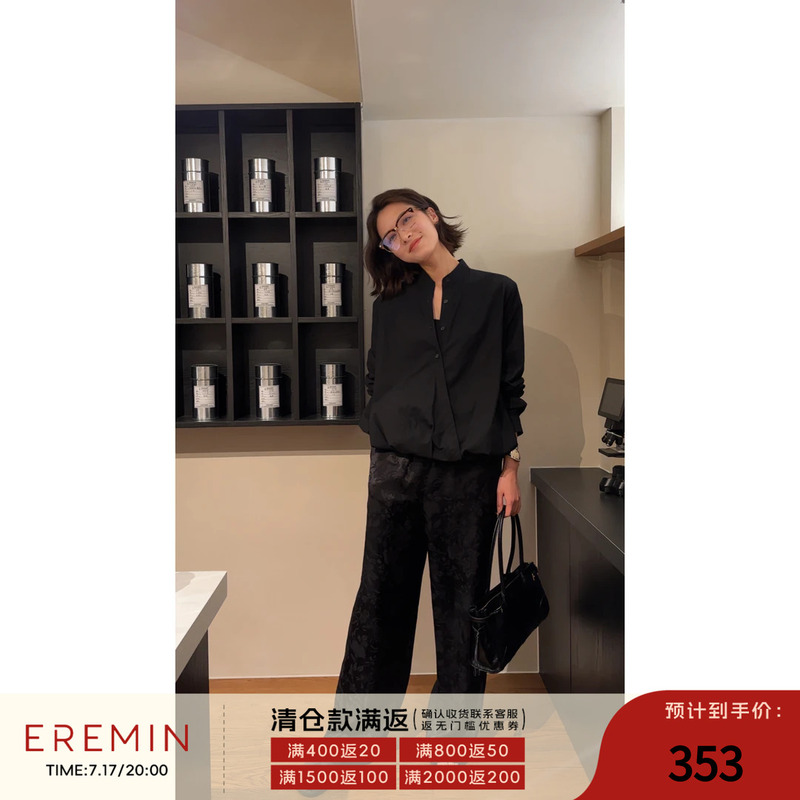 [Clearance Item] Backless Shirt/Spring and Summer Japanese Style Cross Backless Black Shirt