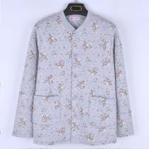 Women's cotton padded cardigan middle-aged and elderly open thermal underwear mother air cotton three-layer thermal single-piece top