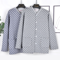 Elderly thermal underwear men's single coat three-layer cotton padded dad cotton large size cardigan double-breasted autumn clothes