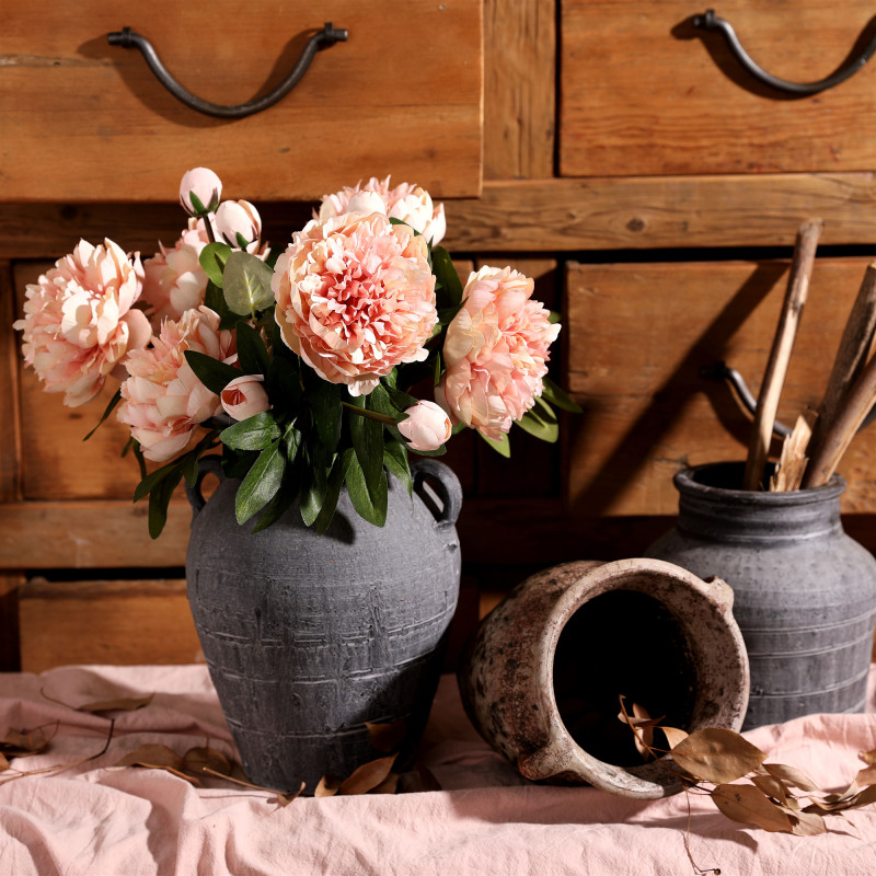 European-style retro peony simulation flower large single silk cloth fake flower high-end living room coffee table home decoration