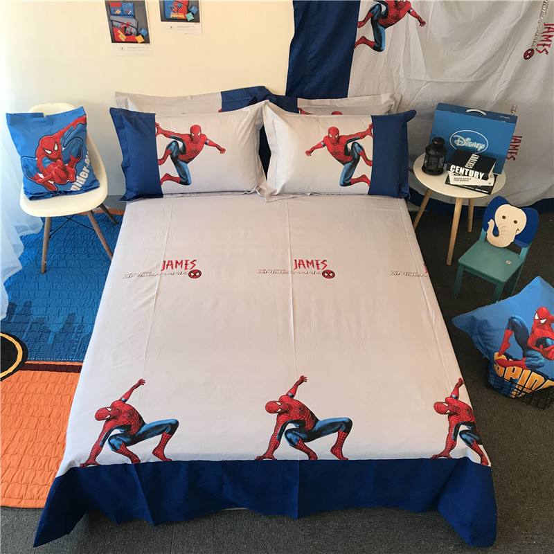 Trẻ em quilt cover đơn giản giường cotton bốn mảnh phim hoạt hình anime Superman cotton boy ba mảnh bộ đồ giường