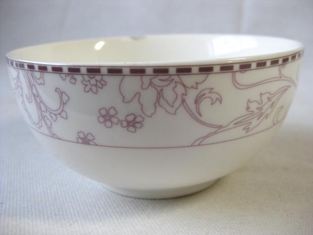 1980s Handan Yuhang porcelain Factory kiln glaze medium color flowers light purple color translucent tea bowl factory goods bottom ancient porcelain