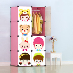 Cartoon Simple Wardrobe Baby Combination Set Plastic Fabric Storage Cabinet Simple Modern Foldable Wardrobe Storage Cabinet