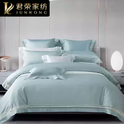 Cotton cotton four-piece high-end European simple hollow luxury villa model room bed linen quilt cover bedding