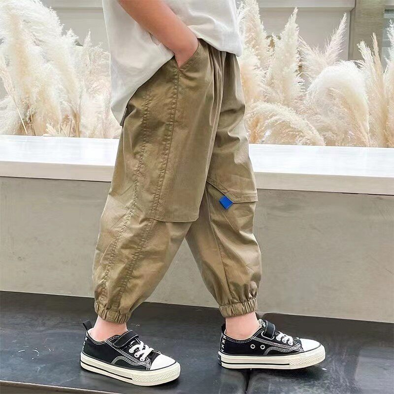 New Spring and Autumn Children's Leisure Pants Han Edition of Big Child's Grous Trouser Boys Summer Loose Fashion