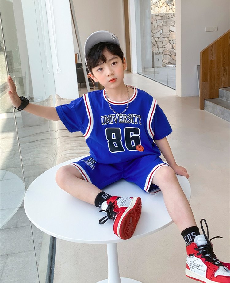 Children's short-sleeved suit boys basketball clothes 2021 summer new quick-drying clothes in the big boy boy sports clothes trend