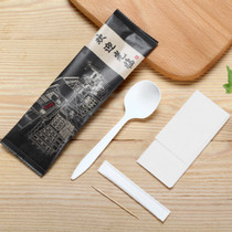 Disposable spoon paper towel paper film set single packaging Kraft paper thick high-grade tableware set two-in-one