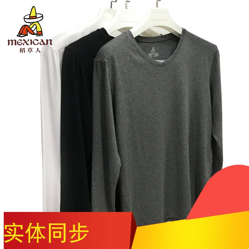 Non-deformable scarecrow underwear men's modal cotton V-neck thin single-piece top autumn coat bottoming shirt DC89727