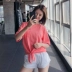 QTS thể thao nữ tay ngắn thả lỏng eo thon băng tập thể dục yoga áo cổ tròn nhanh khô chạy áo thun mùa hè áo thun tanktop nam Áo phông thể thao