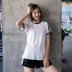 QTS thể thao nhanh khô áo thun thoáng khí giảm béo tập thể dục mặc áo chạy thể thao áo sơ mi nữ mùa hè yoga ngắn tay Áo phông thể thao