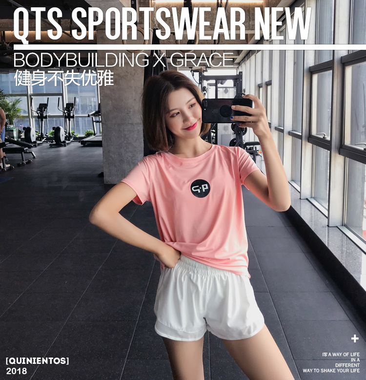QTS chuyên nghiệp chạy nhanh chóng làm khô thoáng khí nữ lỏng mỏng yoga ngắn tay T-Shirt nửa tay áo thể thao quần áo tập luyện áo ba lỗ the thao