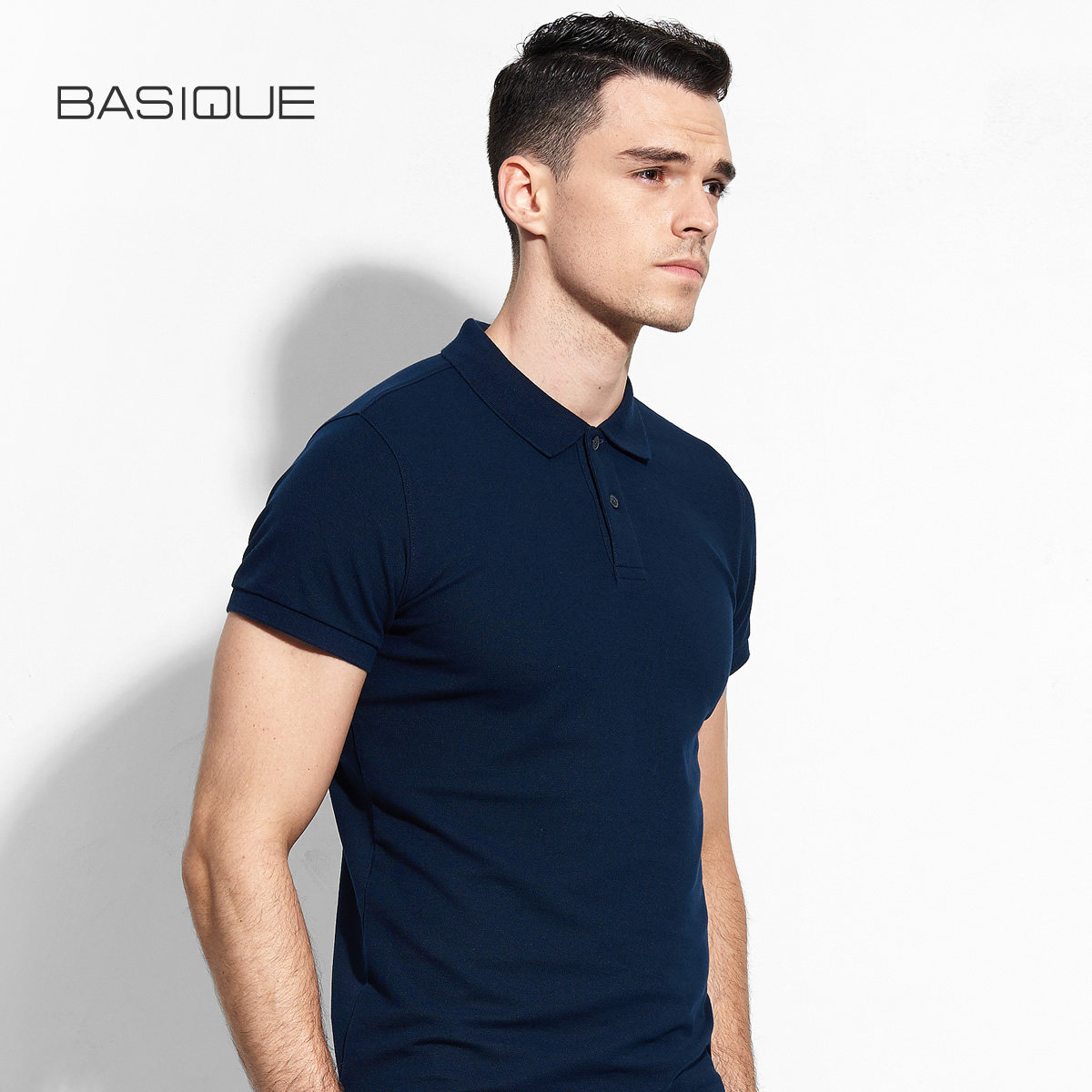 Yuanben Xinjiang cotton polo shirt men's short-sleeved solid color lapel T-shirt black piqué cotton slim half-sleeve Ralph Lauren polo shirt