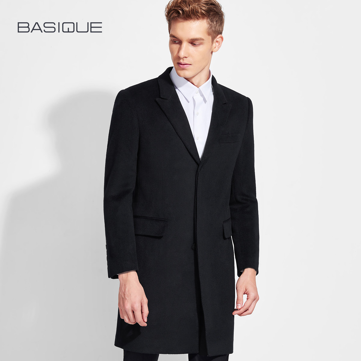 Yuan Ben 2022 winter new men's pure wool business casual black woolen cloth coat coat dress Black