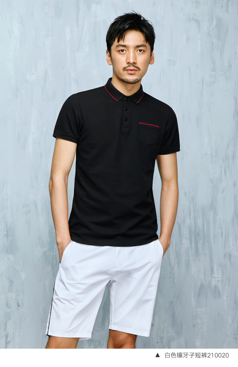 Túi sọc tinh tế POLO áo sơ mi Yuanben 020023 nam màu đen mỏng kinh doanh bình thường ve áo ngắn tay áo phông có cổ