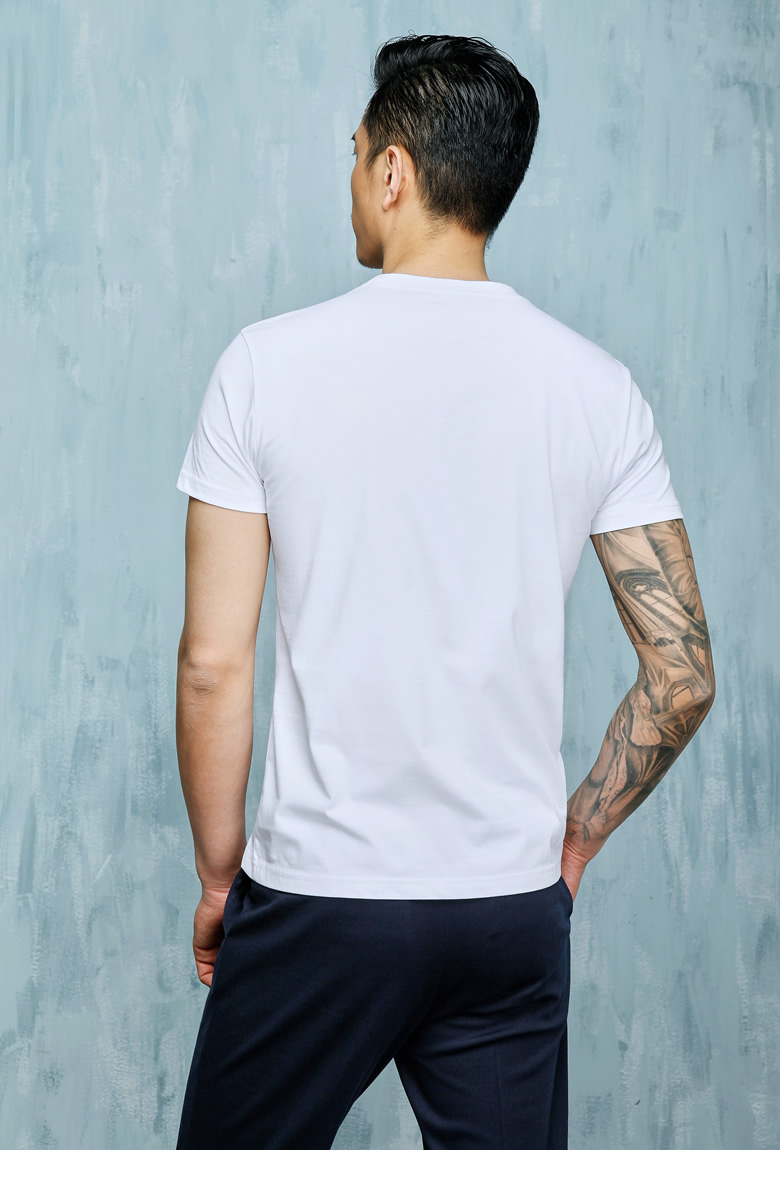 Áo 5 chân đế tròn màu cổ điển Yuanben 010078 xu hướng áo thun ngắn tay nam mùa hè mới thon gọn màu Áo thun nam tay ngắn