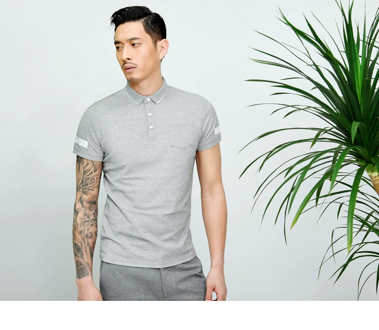 2 màu vuông trang trí áo polo mỏng Yuanben 020026 nam mùa hè kinh doanh giản dị áo thun cotton ngắn t shirt polo