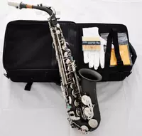 Saxophone tuyệt đẹp Satin đen Niken Bạc Giáo sư High F Reed Chuyên nghiệp Nhạc cụ phương Tây Saxophone / Tube đàn điện tử